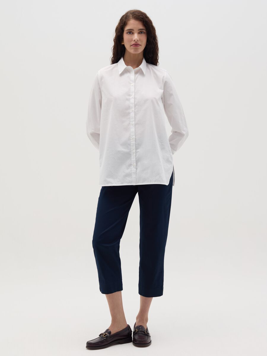 Blue cropped cigarette trousers_0