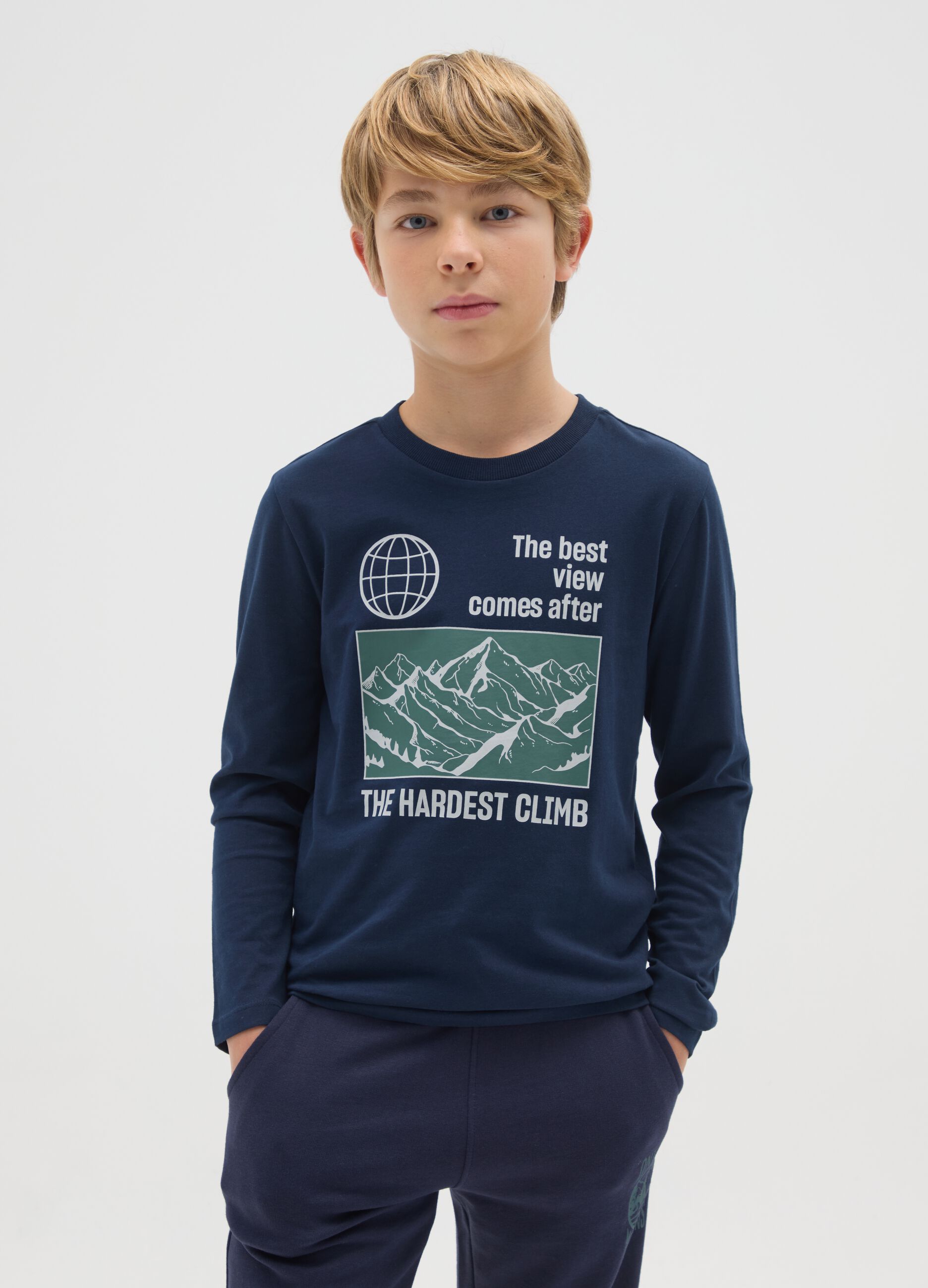 Boy's regular fit blue pure cotton shirt