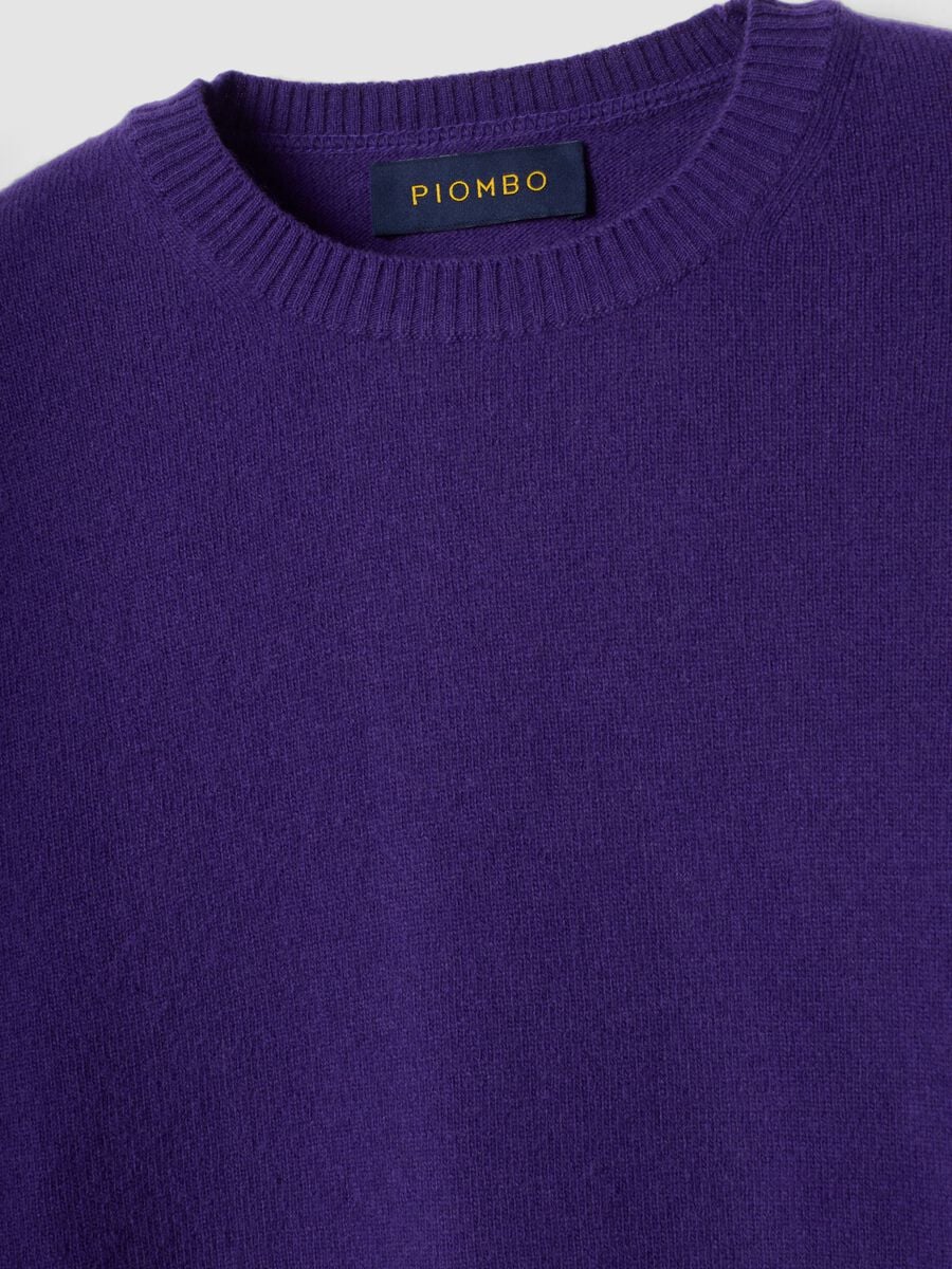 Pullover viola in pura lana a girocollo regular fit_5