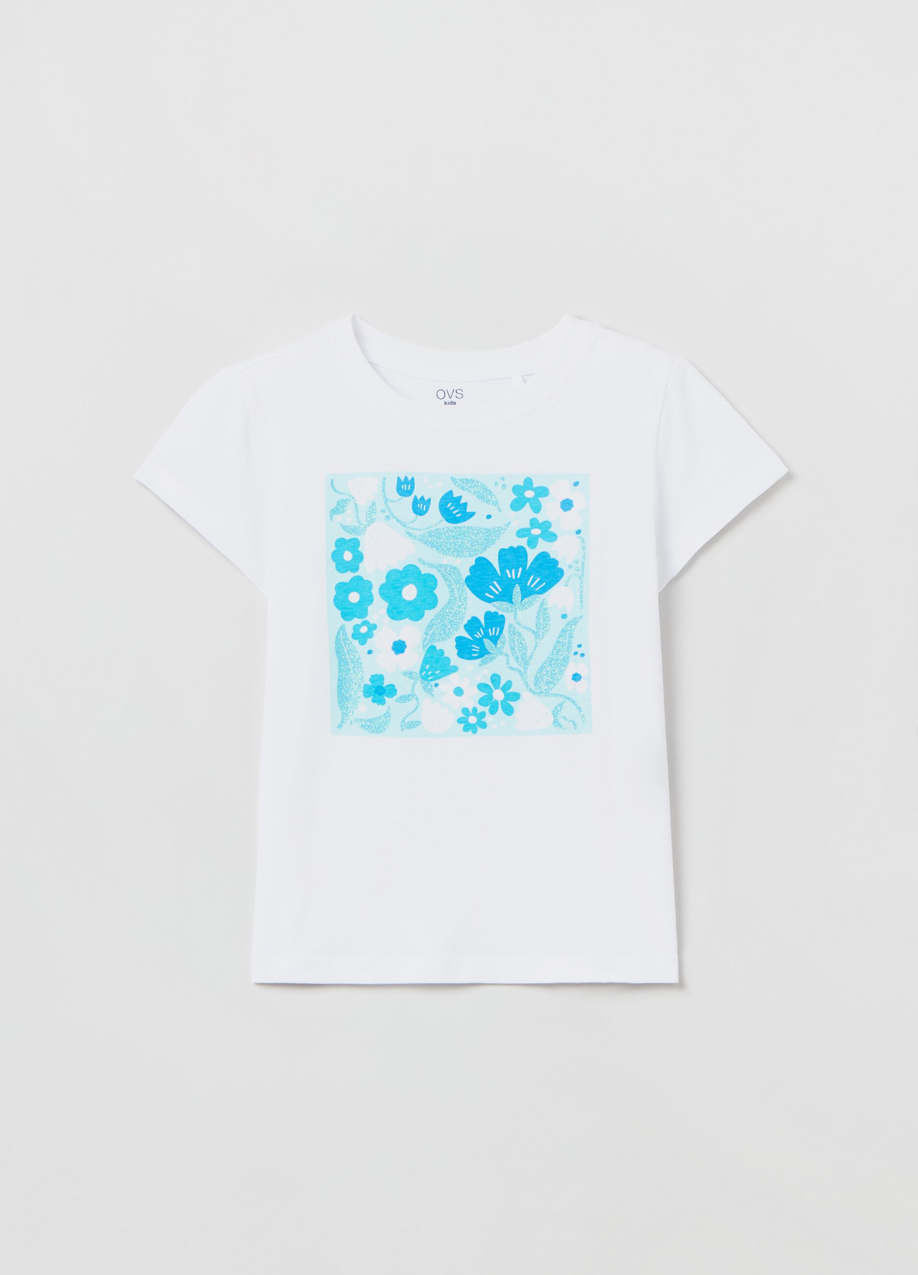 T-shirt con stampa glitter