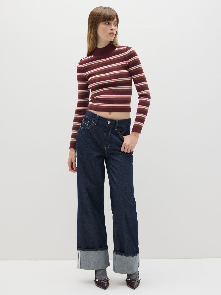 Brown striped fitted sweater_1