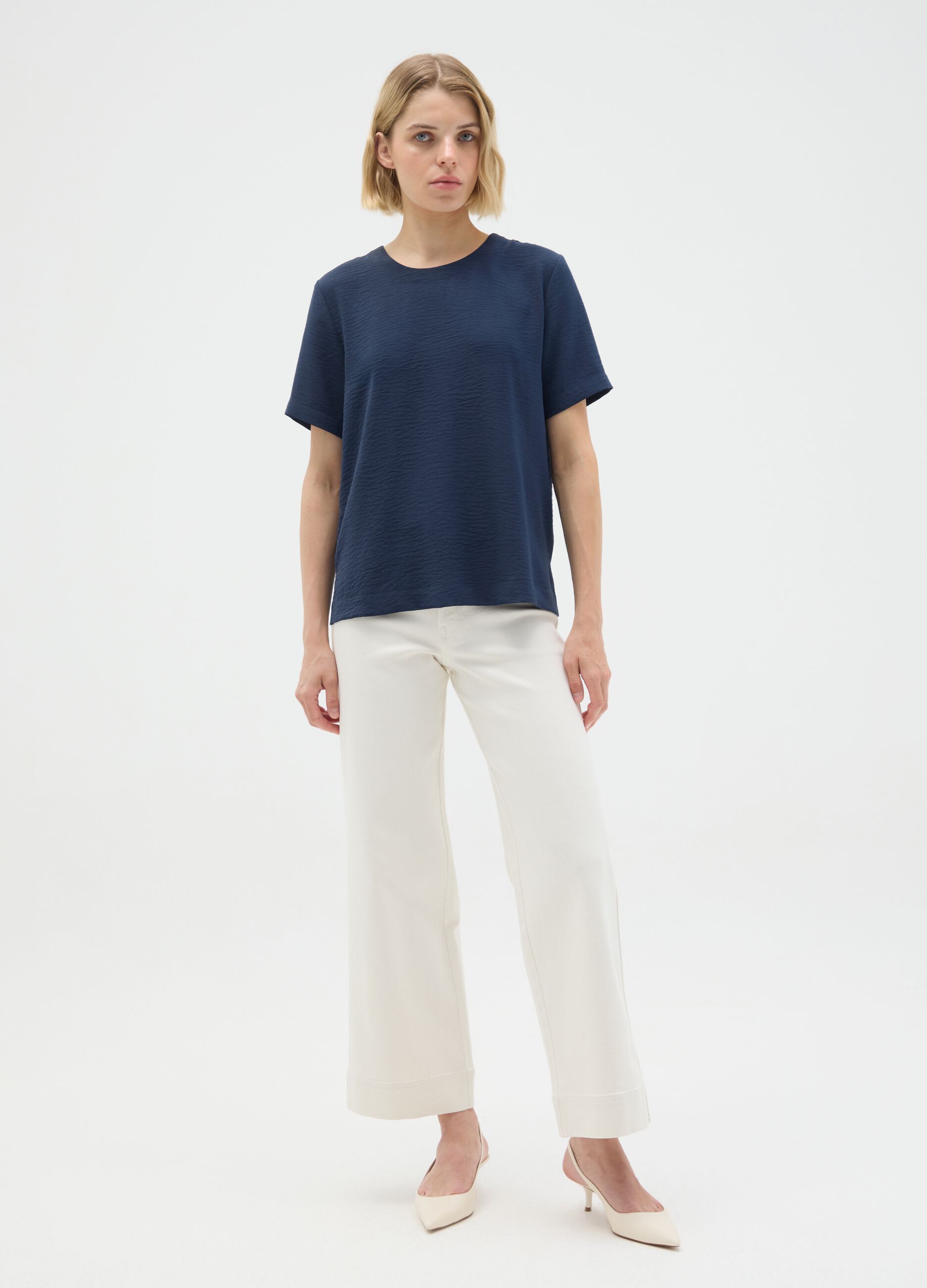 T-shirt da donna blu regular fit senza chiusura