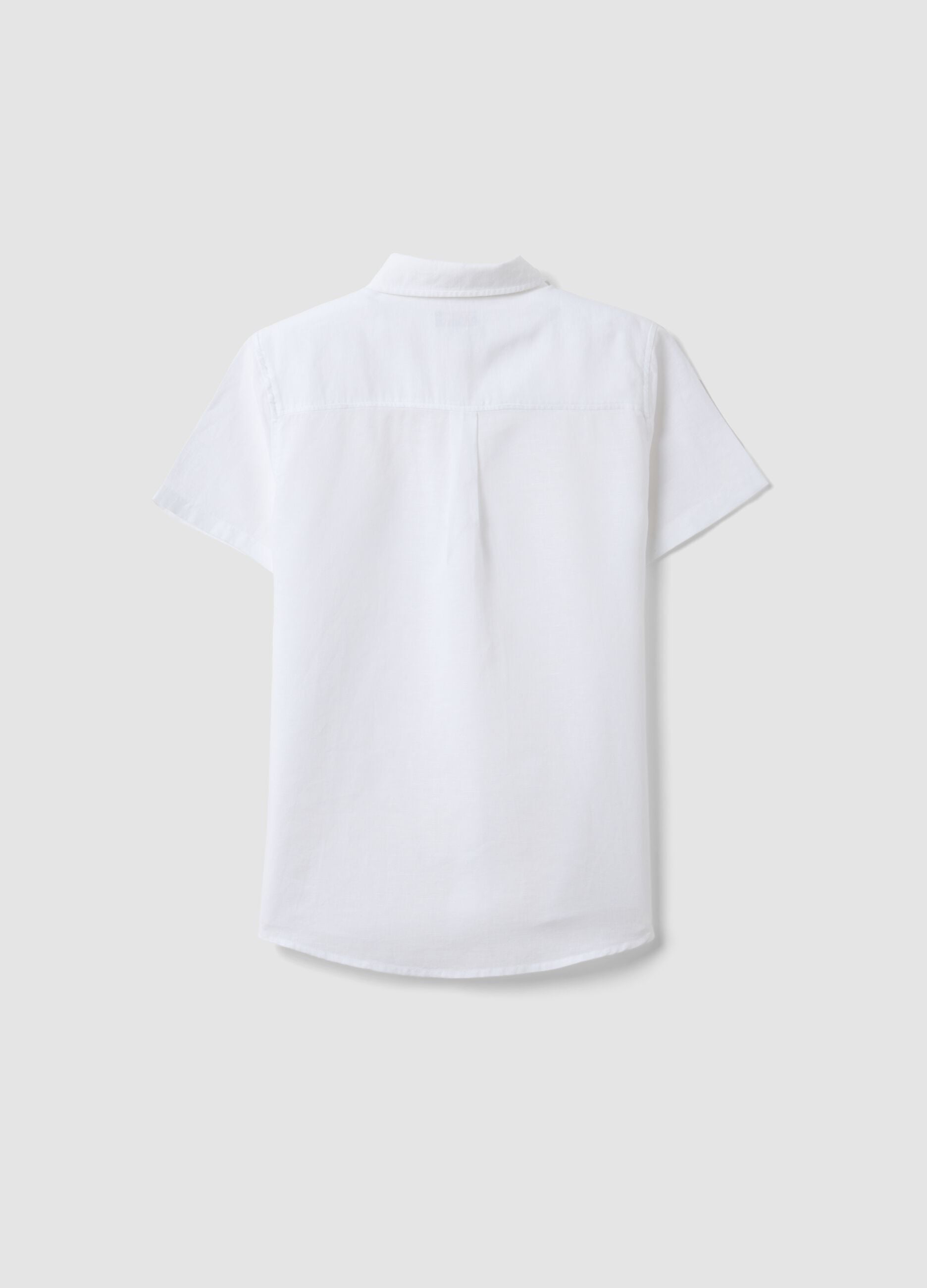 Camicia bianca in misto lino e cotone da ragazzo regular fit