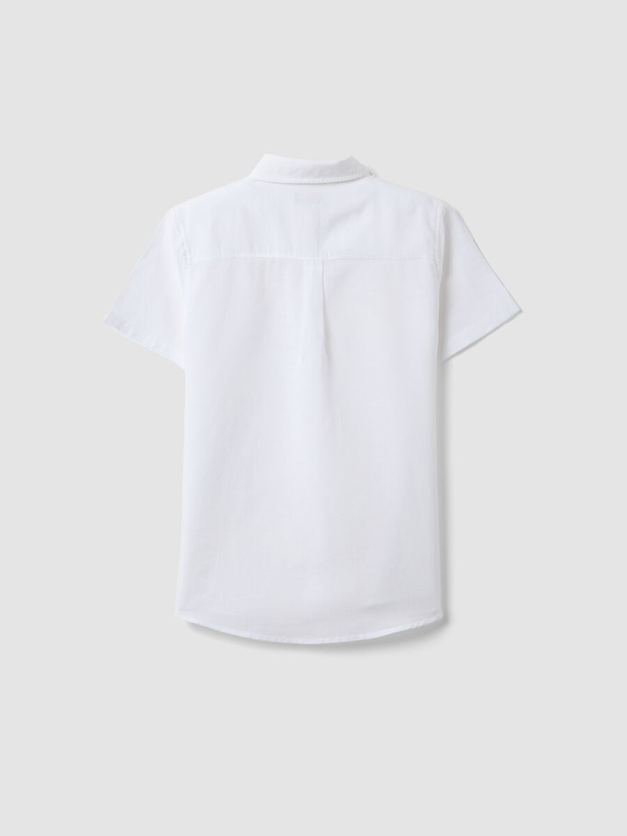 Camicia bianca in misto lino e cotone da ragazzo regular fit_4
