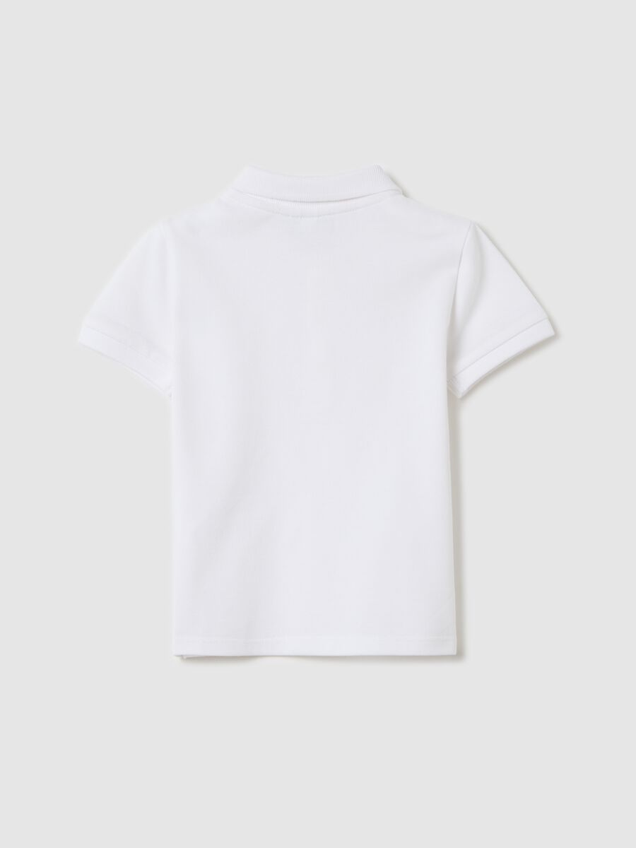 White short-sleeved polo shirt in piquet_1