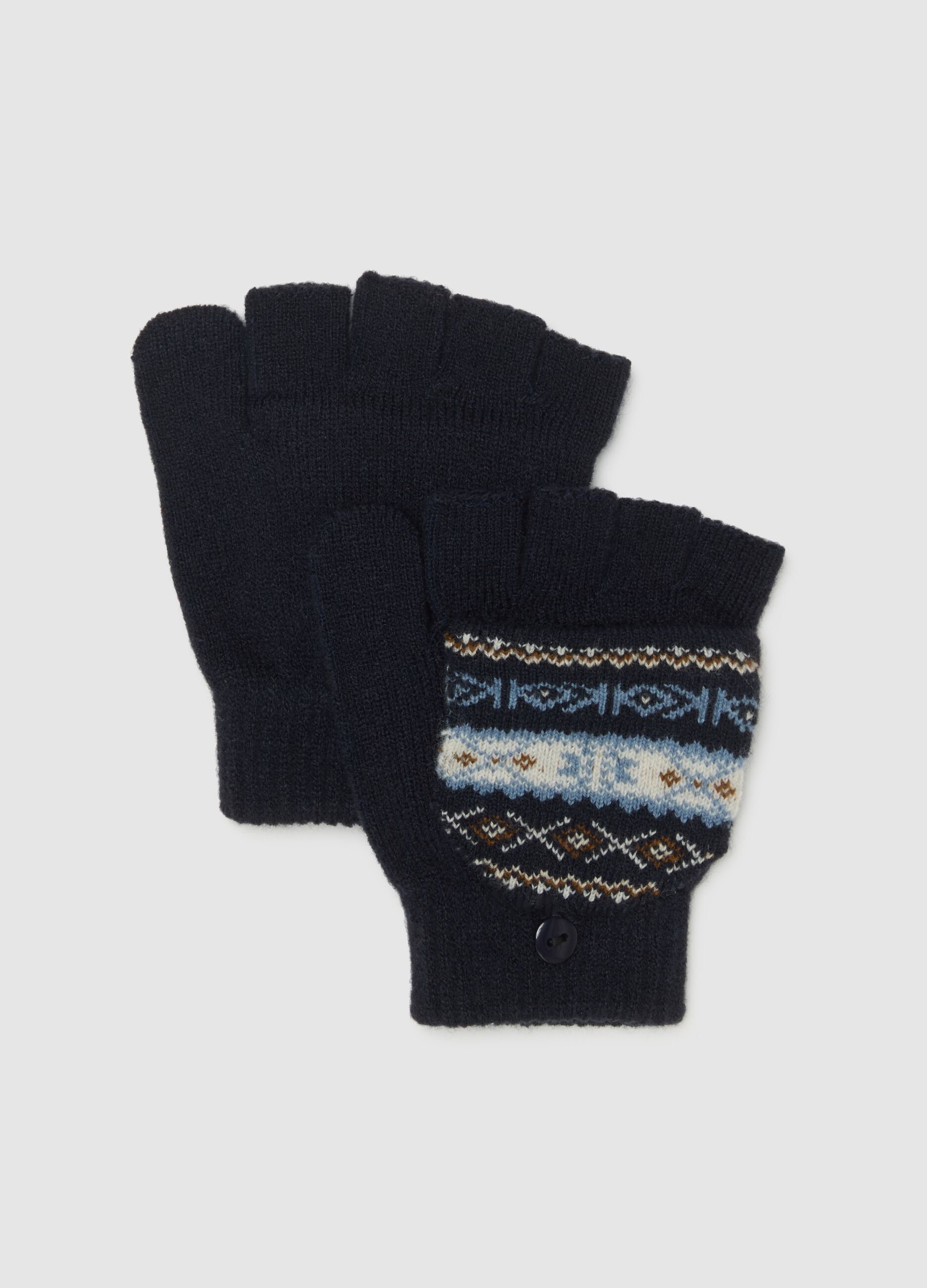 Children’s Multicolour Fingerless Gloves with Geometric Pattern