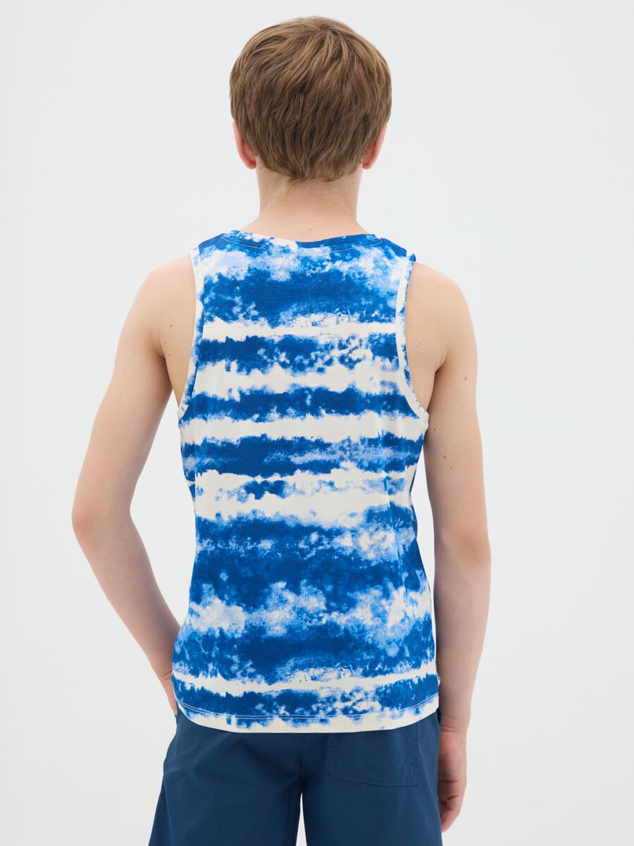 Blue and white striped cotton tank top_1