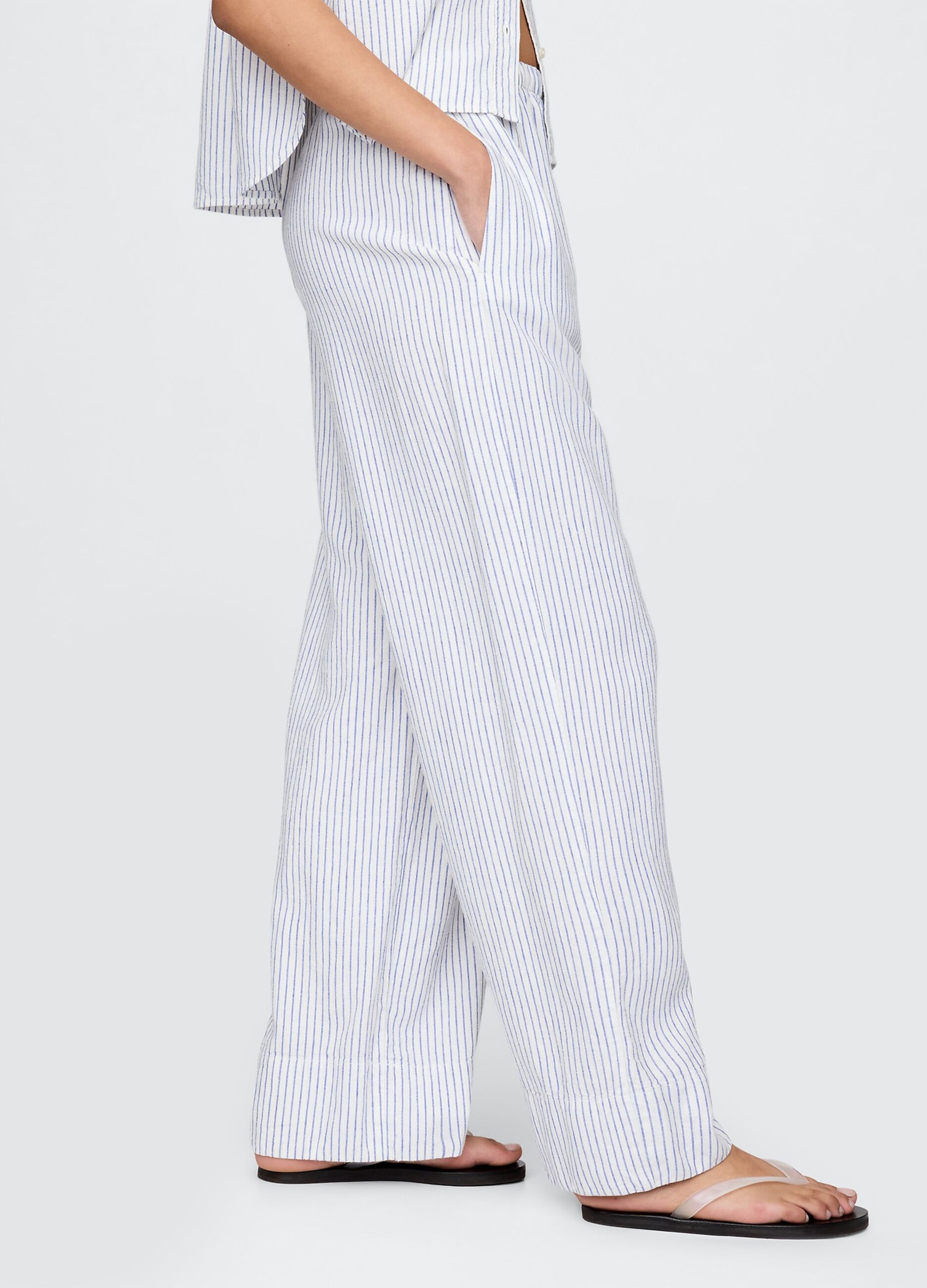 Striped linen and viscose palazzo trousers by Gap