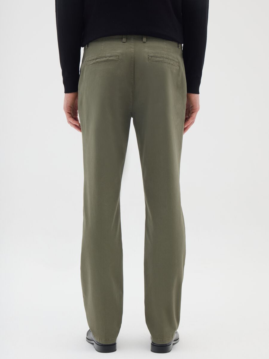 Green Stretch Cotton Regular Fit Trousers_2