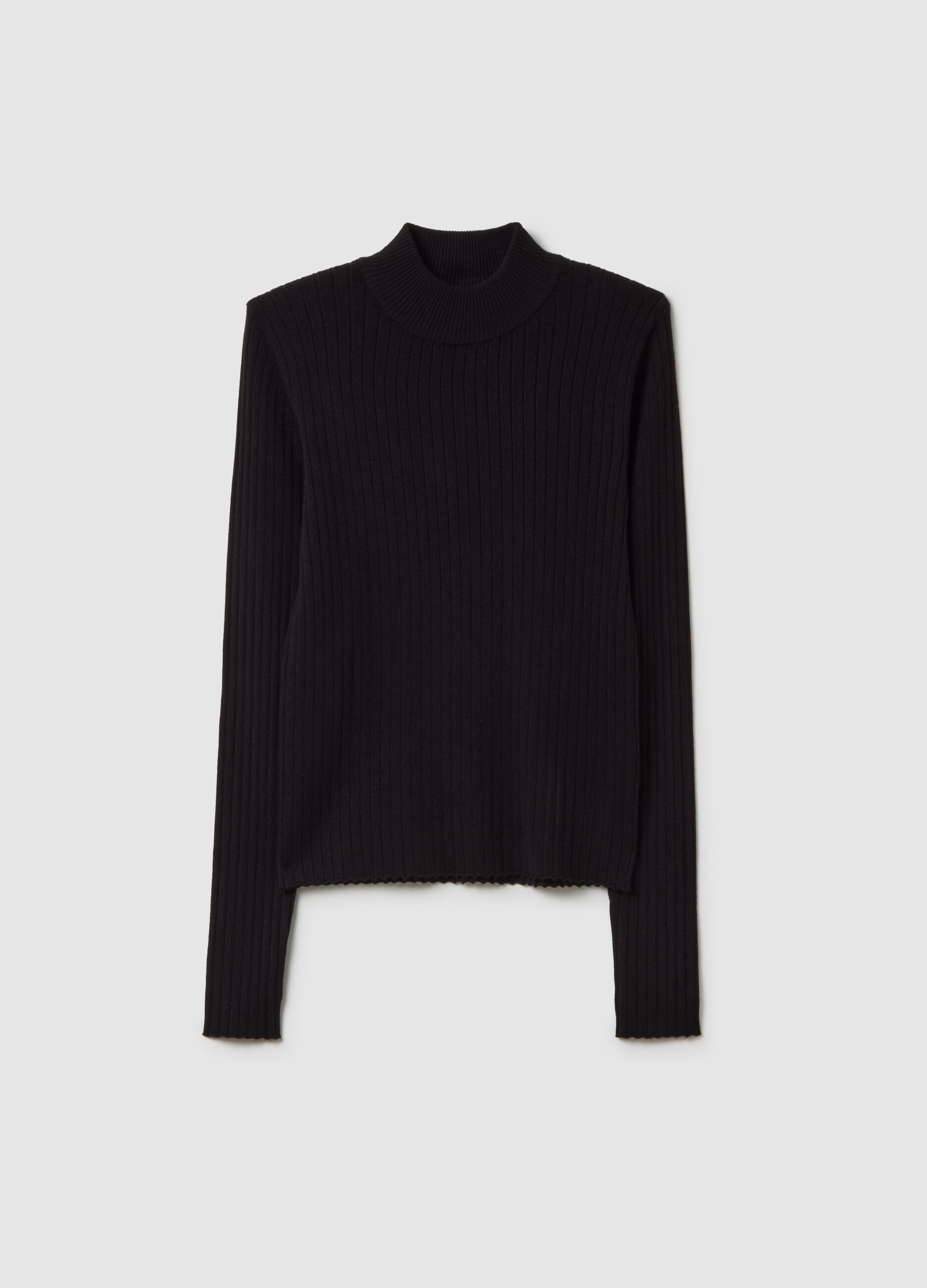 Black fitted viscose jumper
