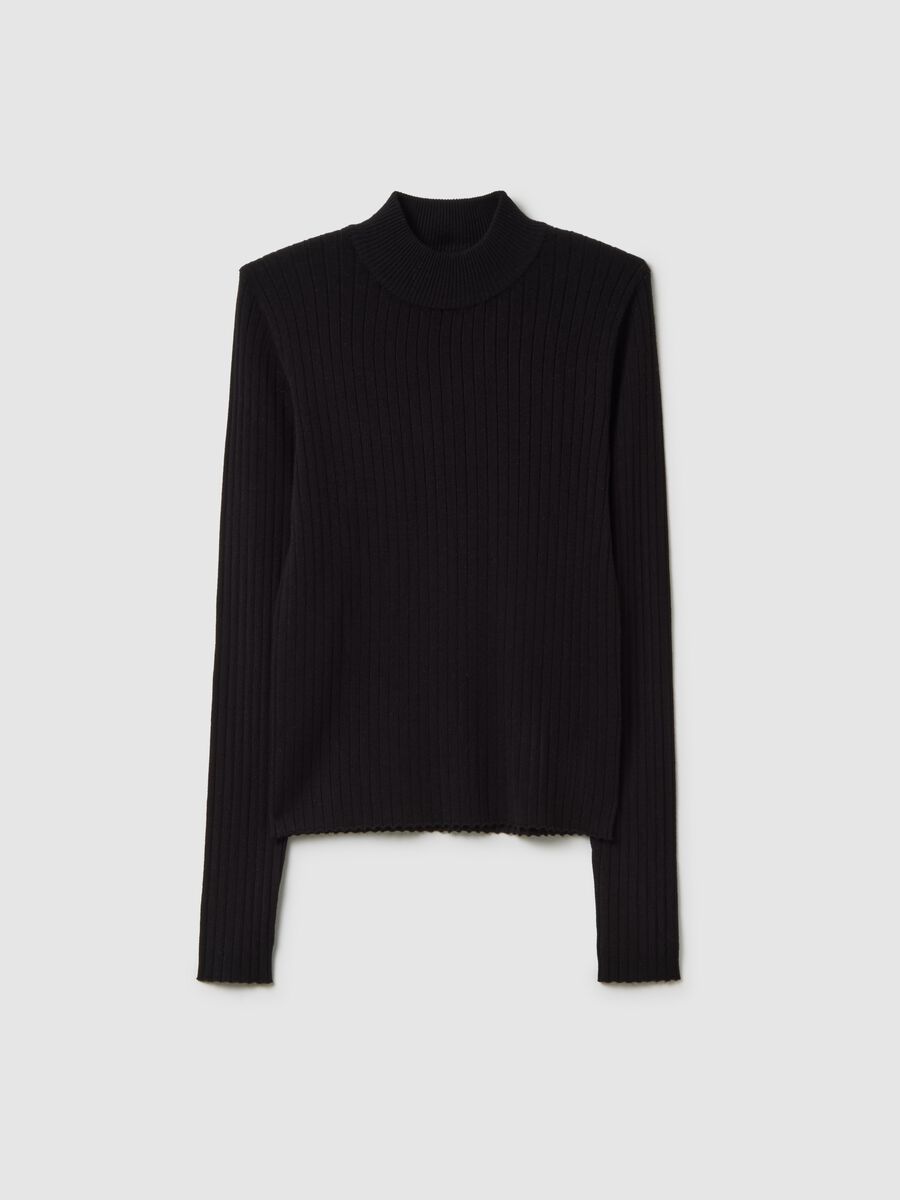Black fitted viscose jumper_4