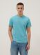 Short-sleeved pure cotton blue regular fit T-shirt_0