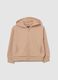 Girls' beige hoodie in pure cotton regular fit with hood and zip_0