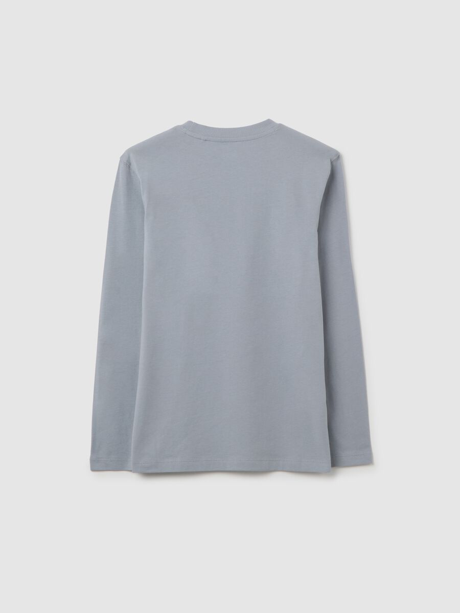 T-shirt da ragazzo in puro cotone grigia oversize_1