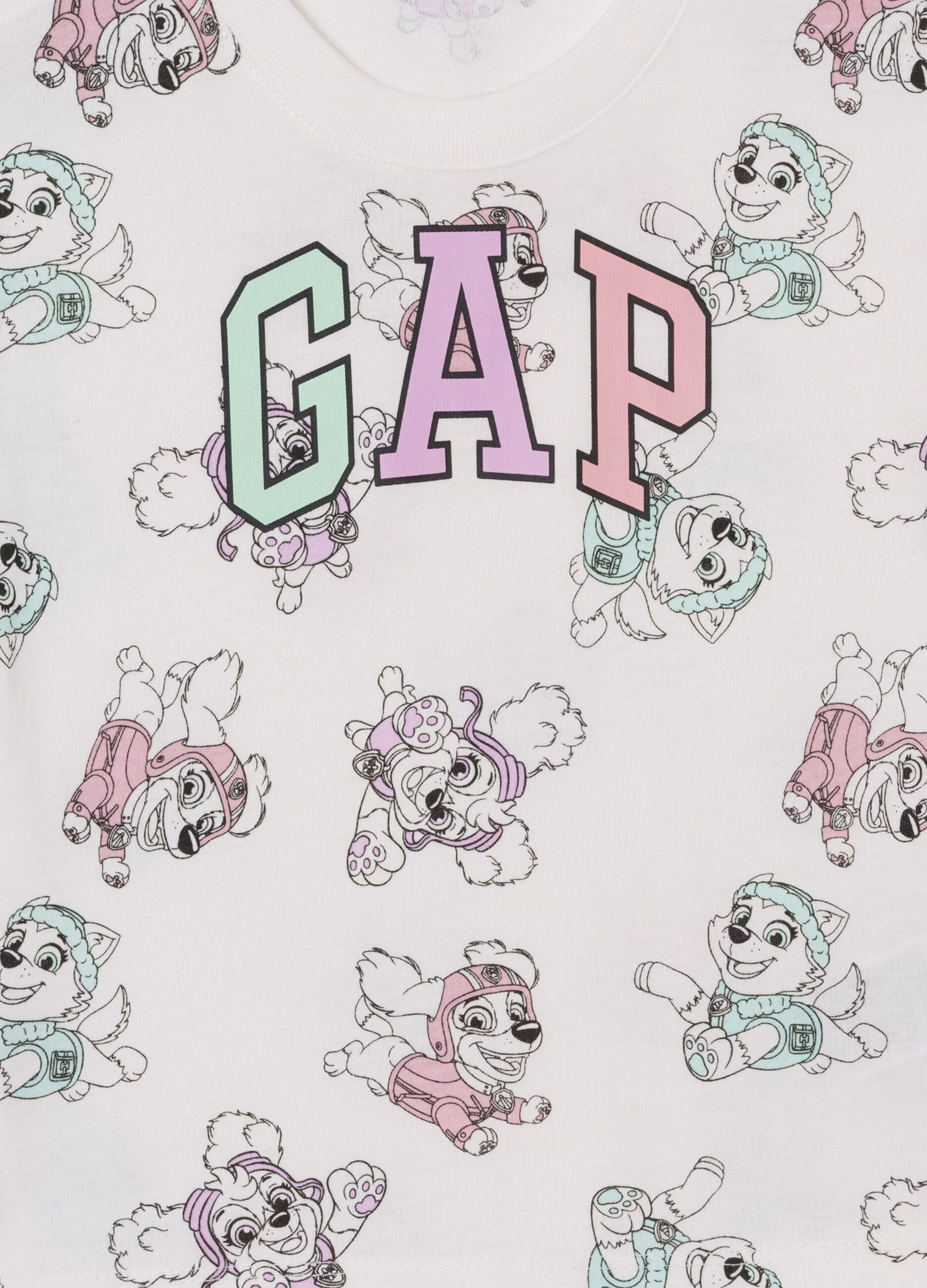 White cotton T-shirt with Paw Patrol print