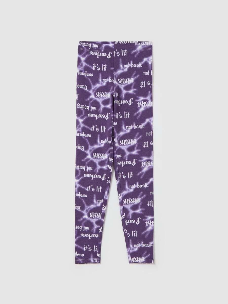 Printed stretch cotton leggings_0