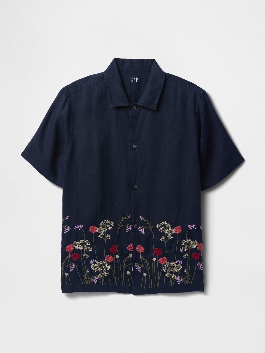 Blue Shirt with Floral Embroidery_3