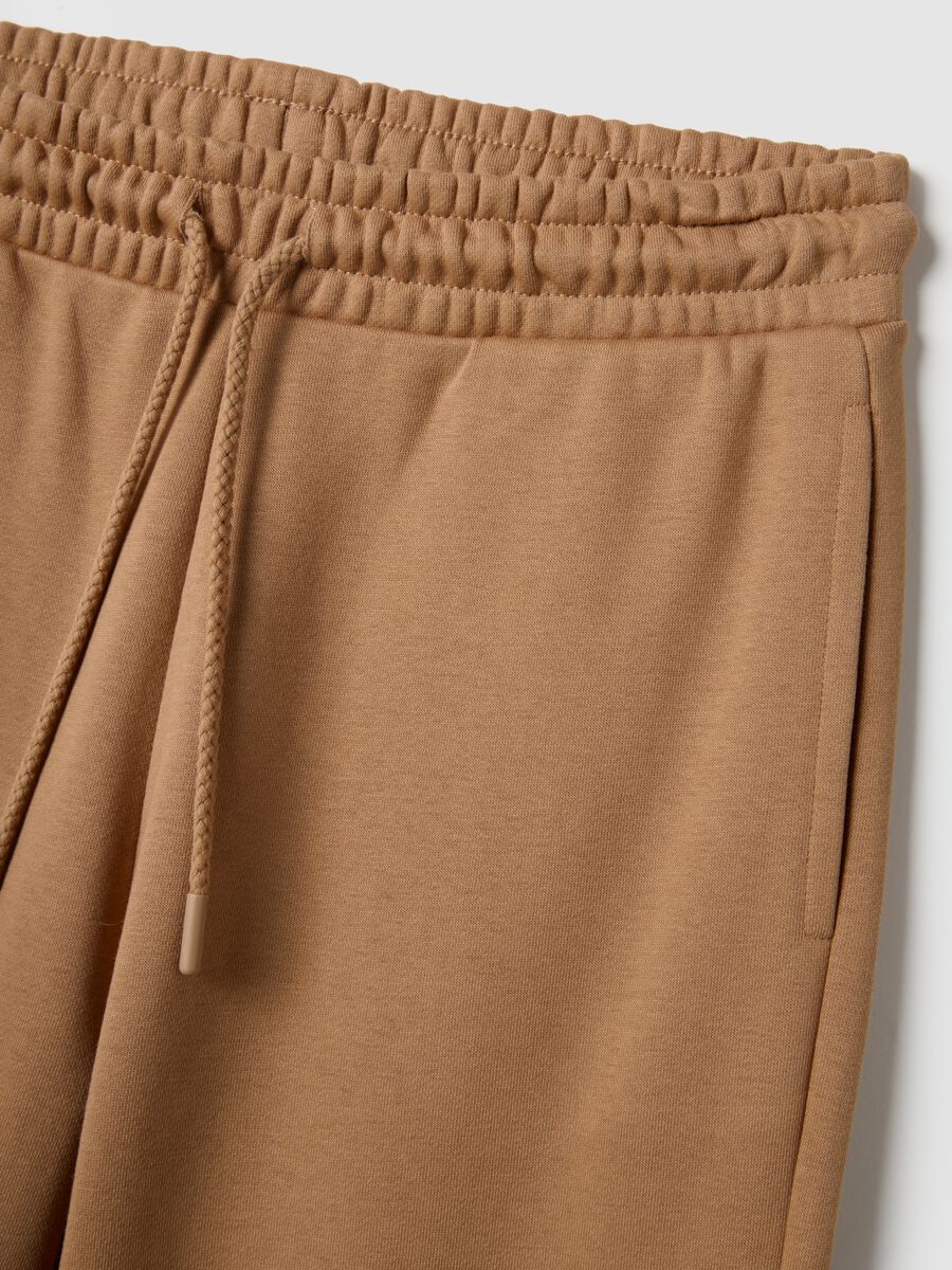 Brown cotton blend regular fit trousers_5
