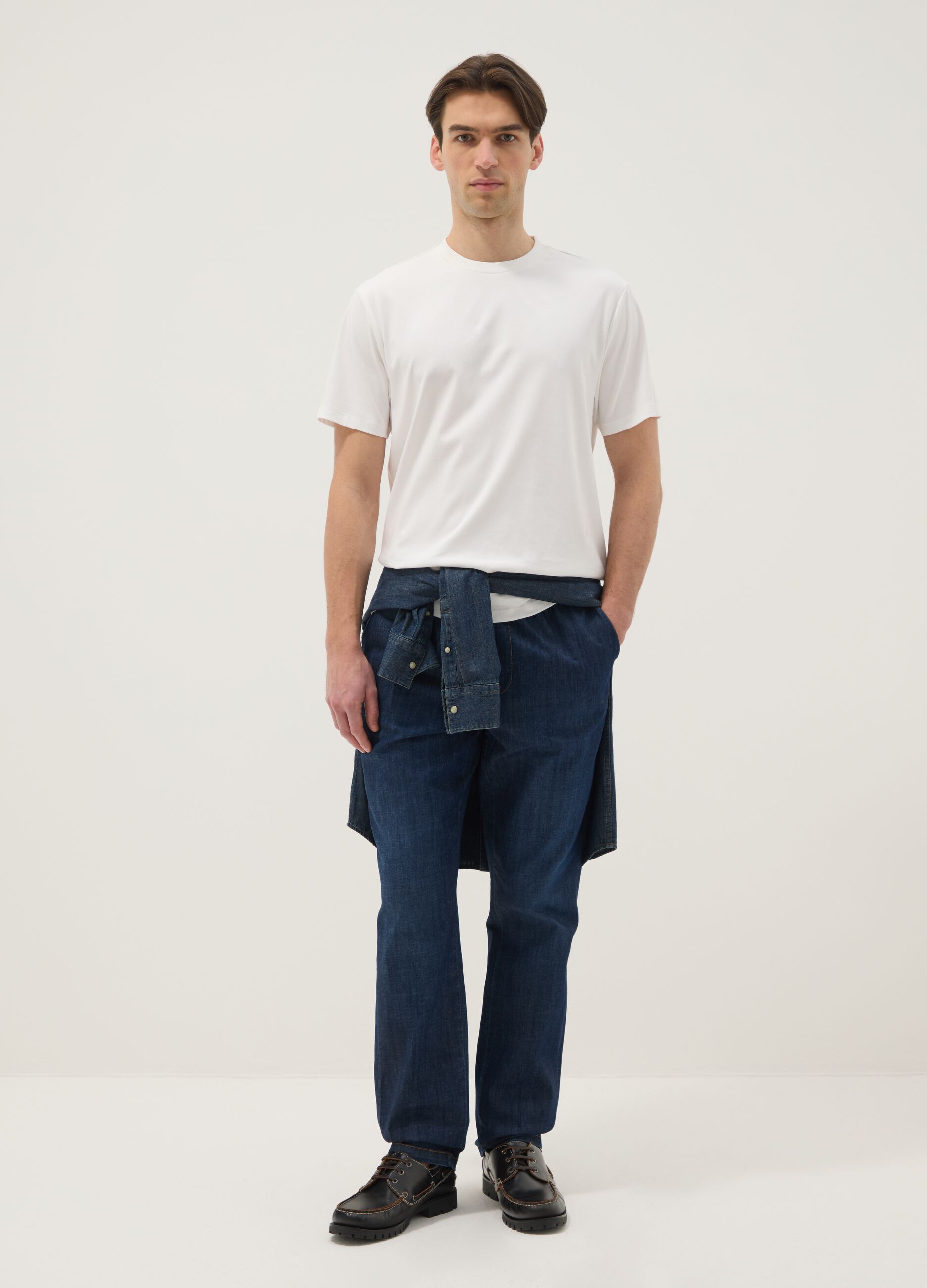 T-shirt girocollo in puro cotone bianca regular fit