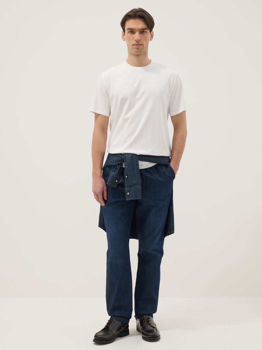 T-shirt girocollo in puro cotone bianca regular fit_1