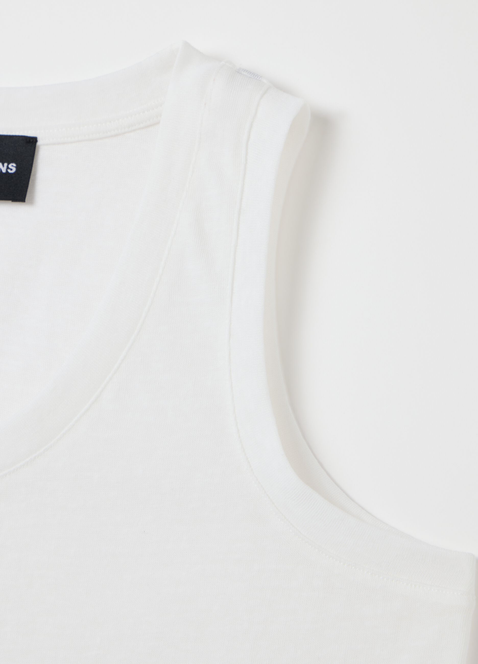 White Cotton Blend Vest