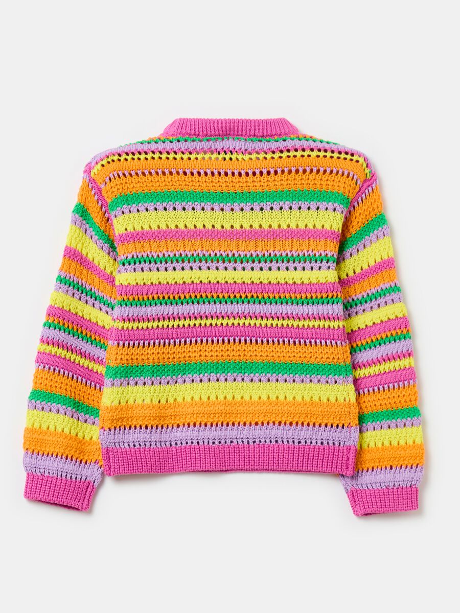 Striped pullover with openwork weave_1