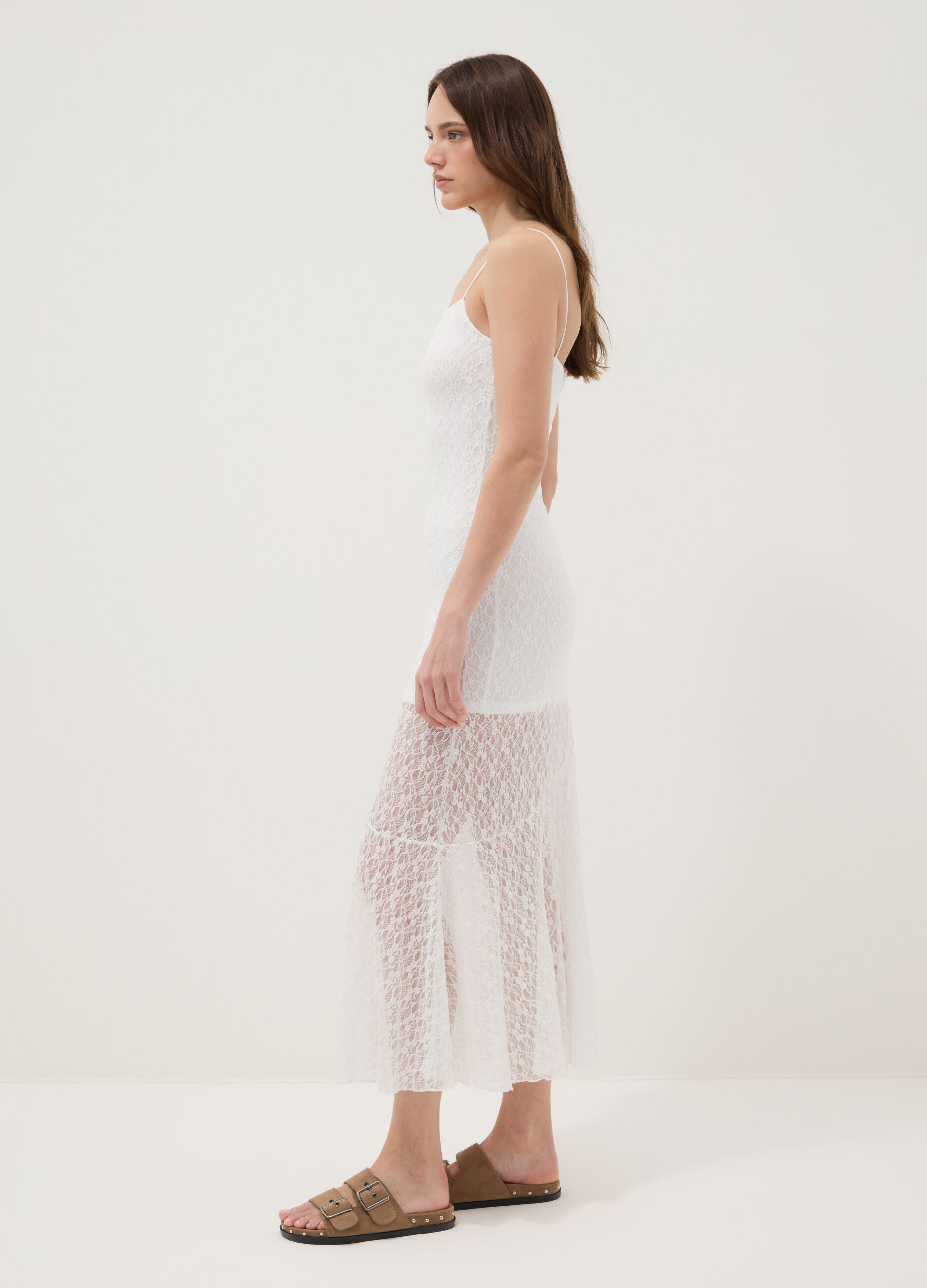 White midi dress in stretch fabric