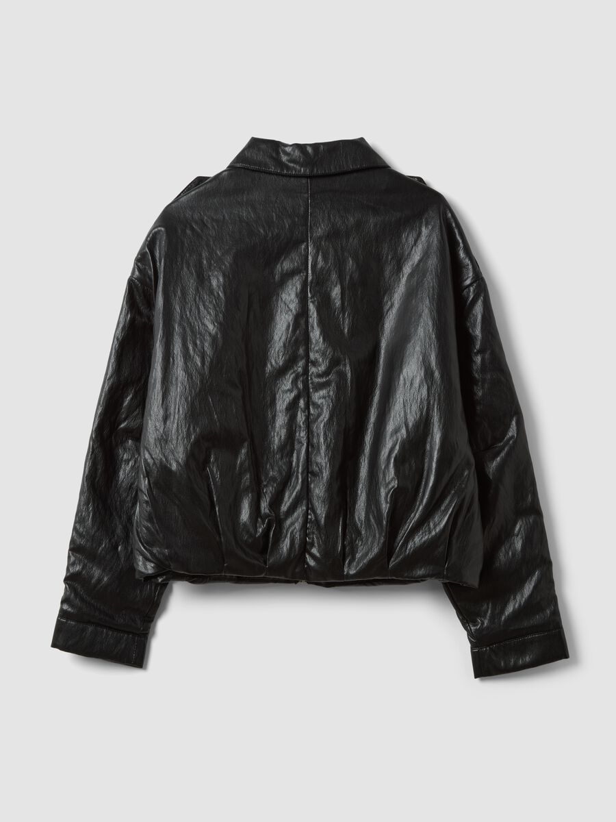 Giacca nera in misto cotone con zip regular fit_2