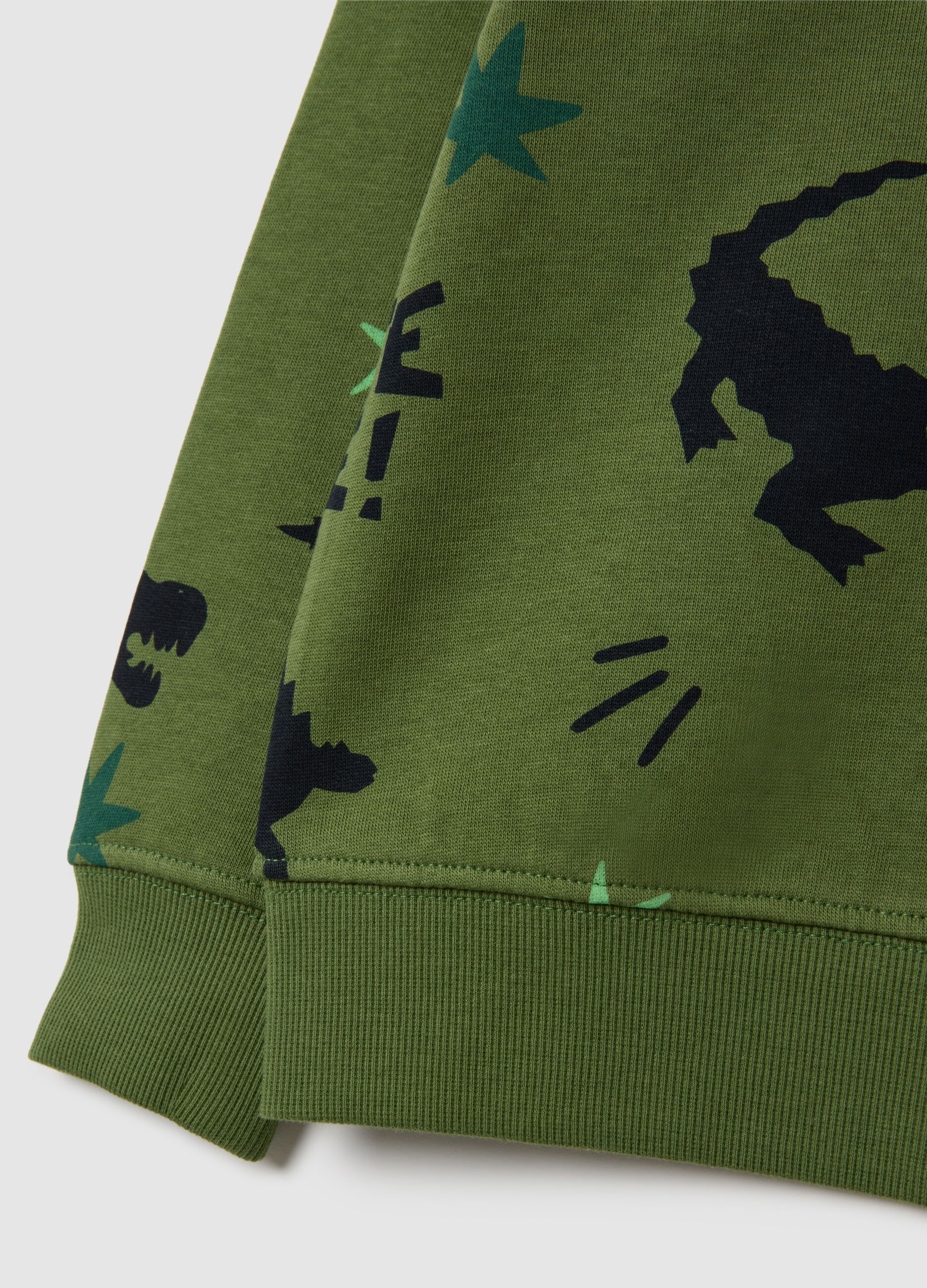 Green regular fit pure cotton kids sweatshirt