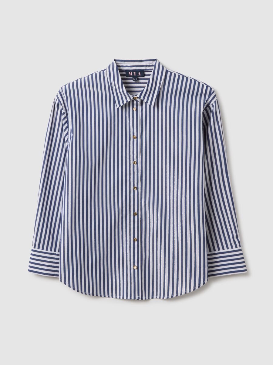 Multicoloured stripe cotton blend shirt regular fit with buttons_0