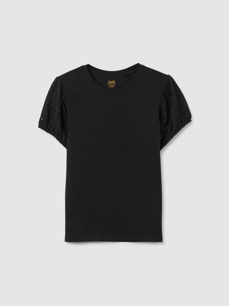 Women's black regular fit pure cotton T-shirt_0