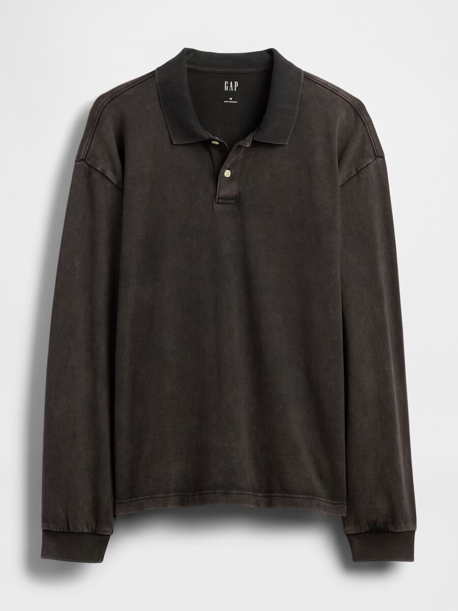 Brown long-sleeve cotton polo_3