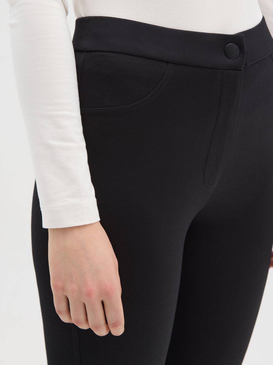 Black Stretch Regular Fit Leggings_3