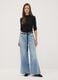 Light blue pure cotton super wide-leg jeans_0