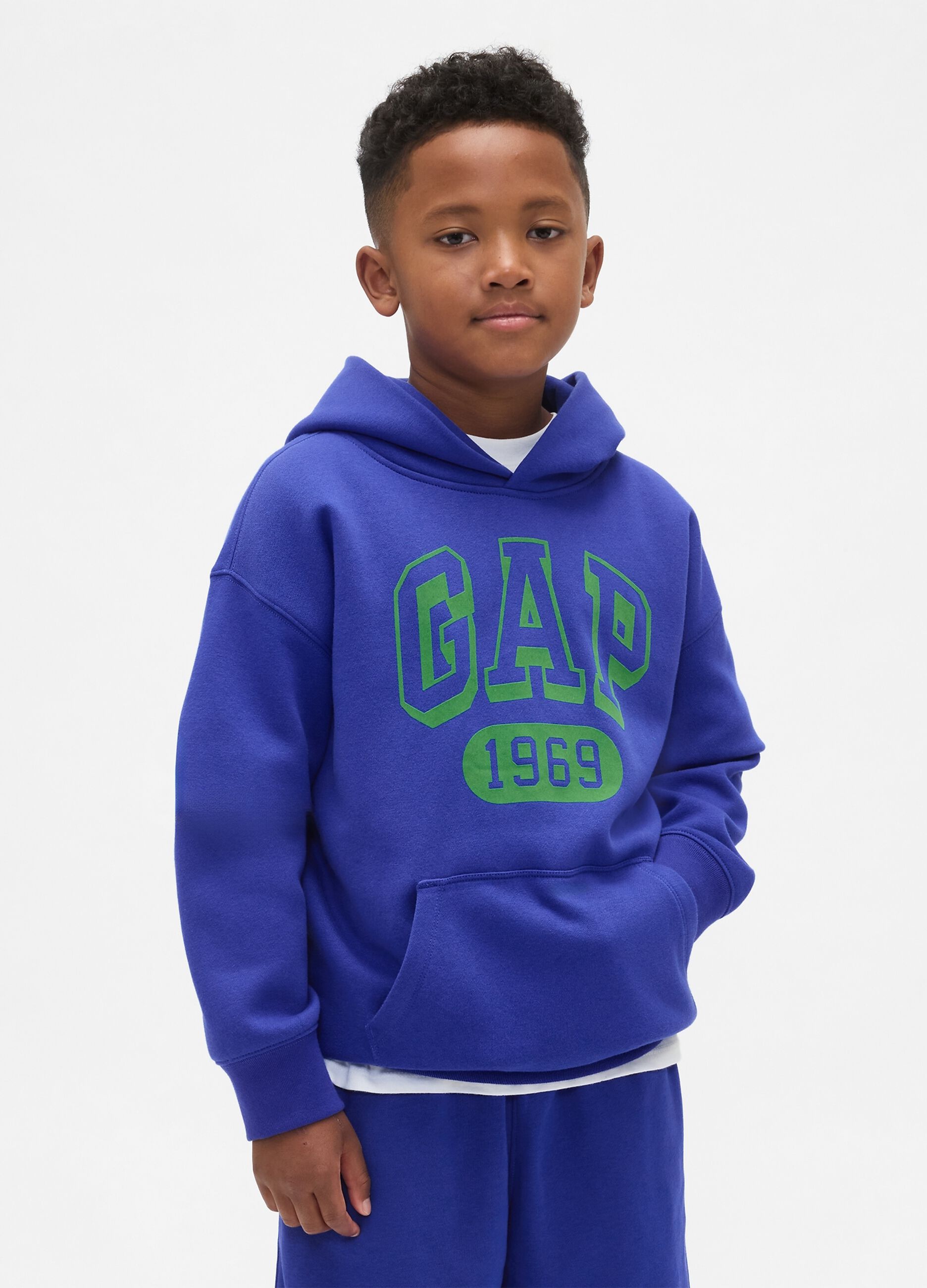 Blue hoodie for boys with logo