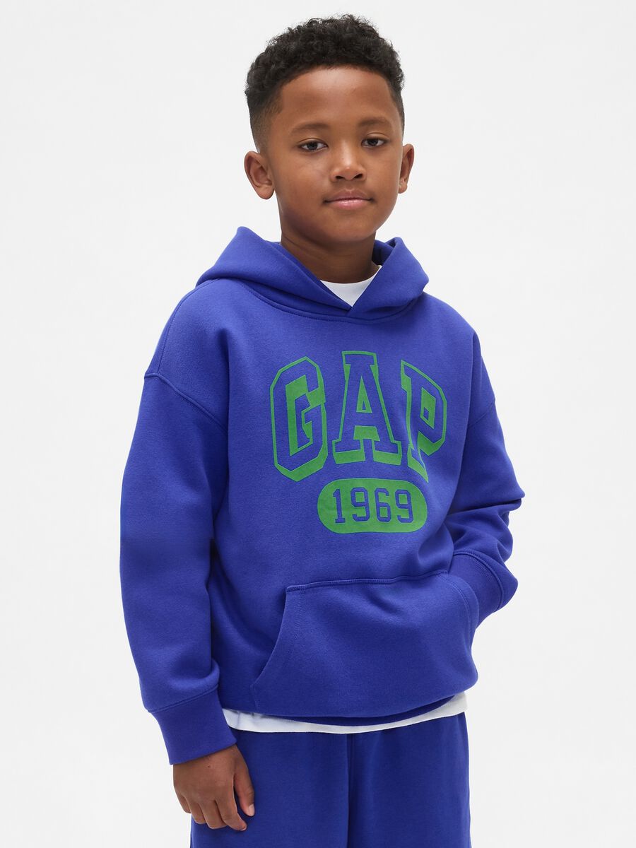 Blue hoodie for boys with logo_0