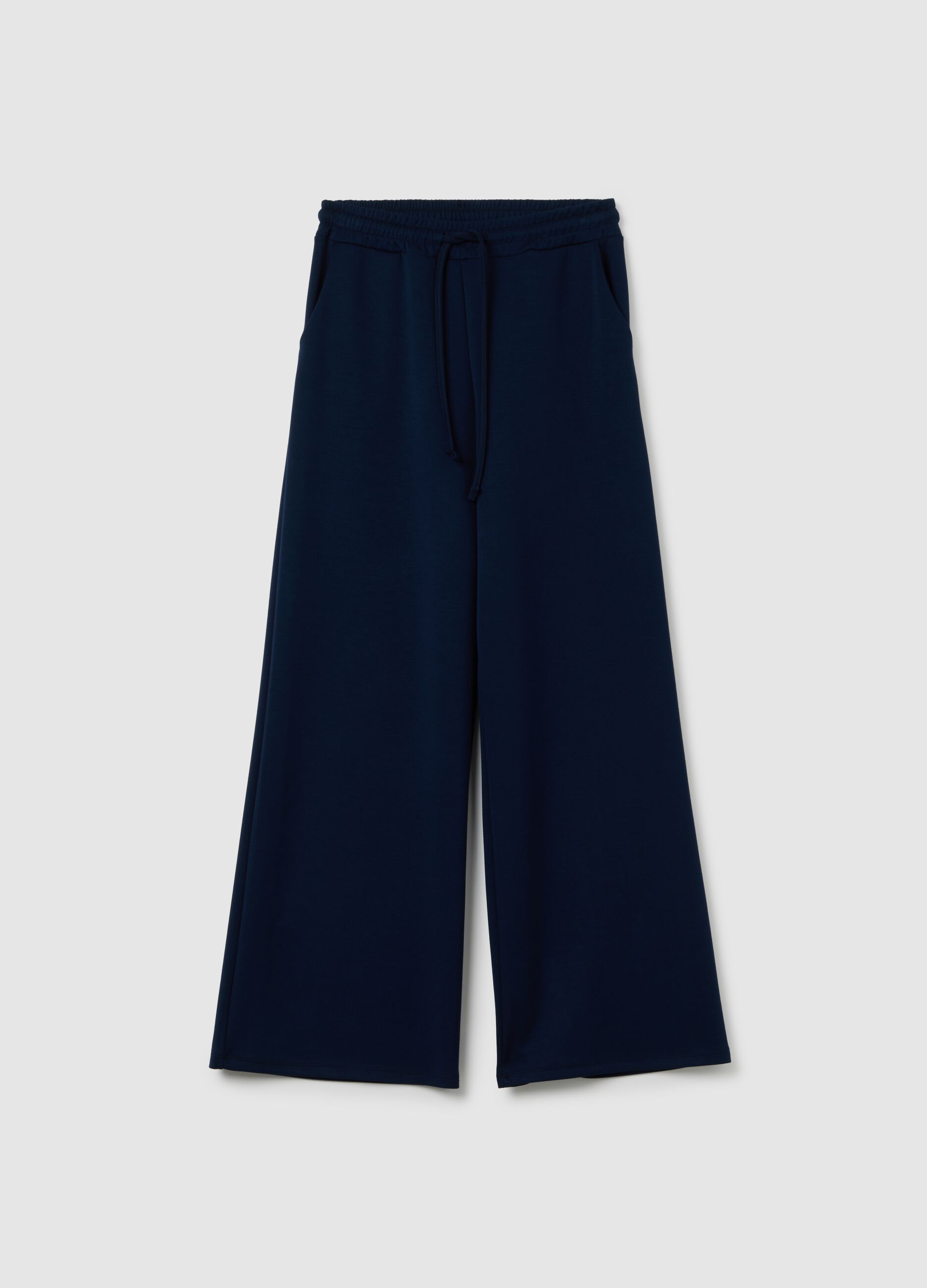 Women's Blue Viscose Blend Trousers – Regular Fit