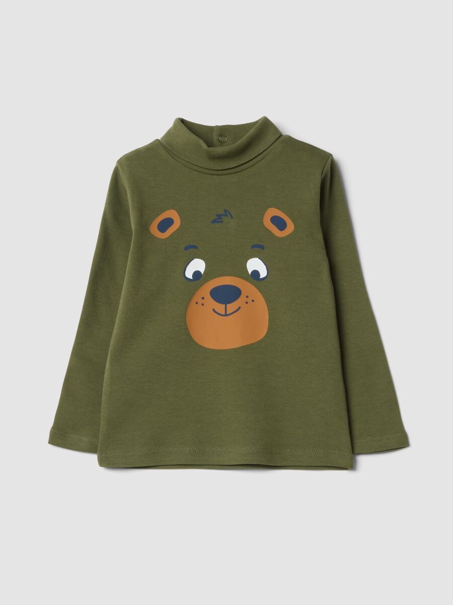 Moss green organic cotton roll-neck jumper_0