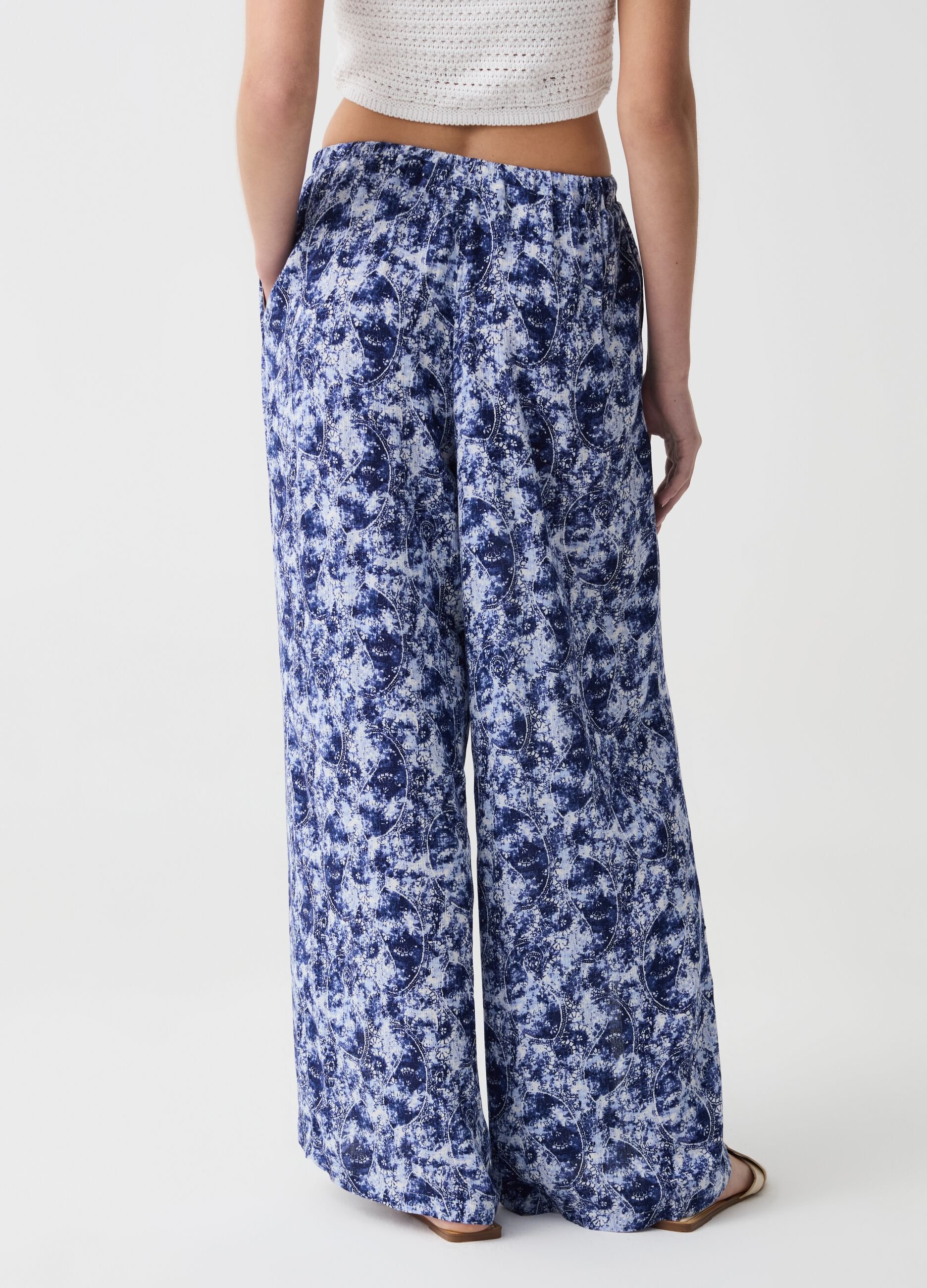 Wide-leg palazzo trousers with slits