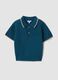 Blue short-sleeved polo shirt in pure cotton_0