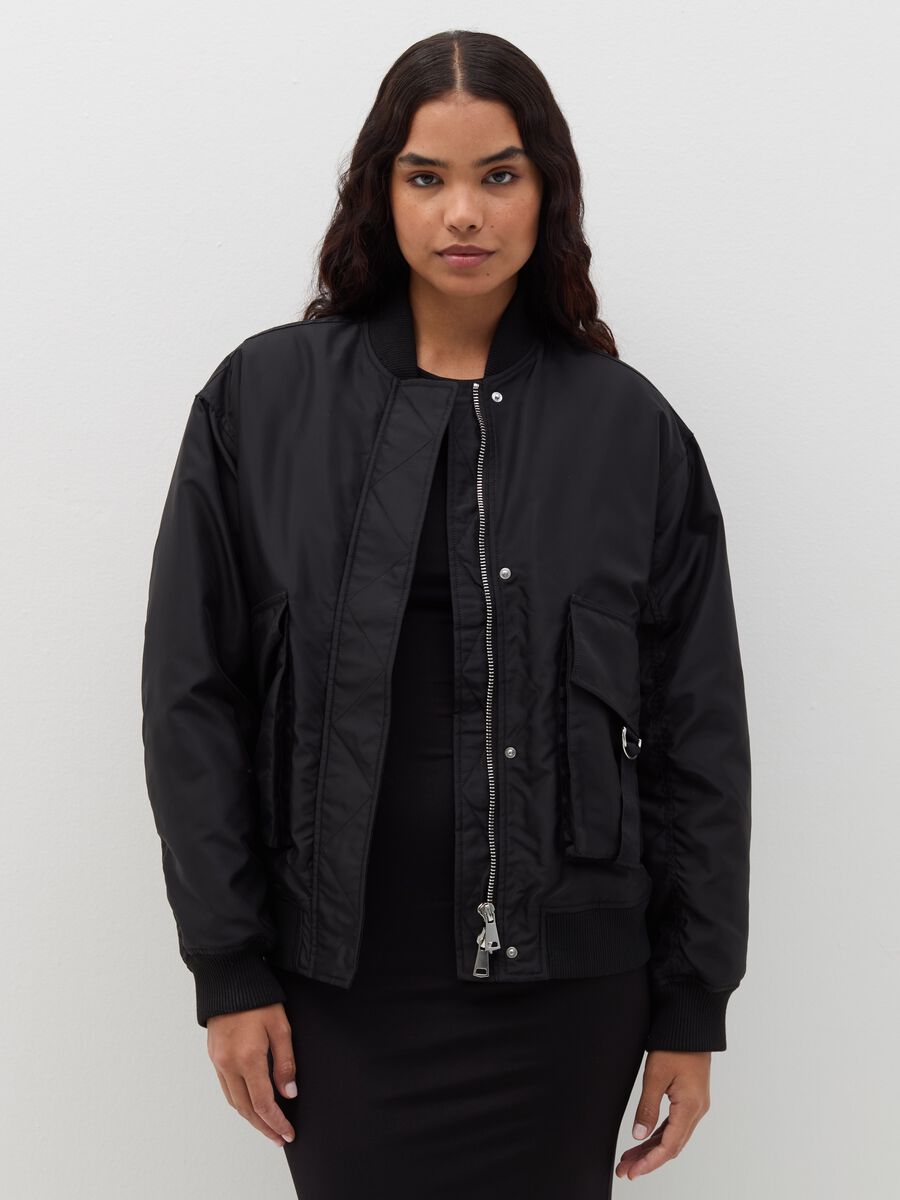 Oversized bomber jacket with pockets_0