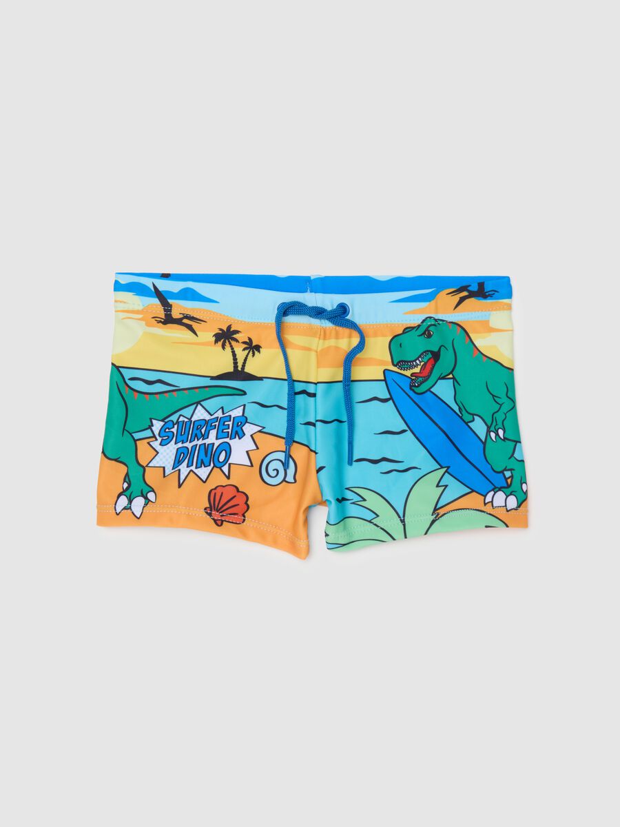 Multicolour stretch fabric boys' boxers with Surfer Dino print_0