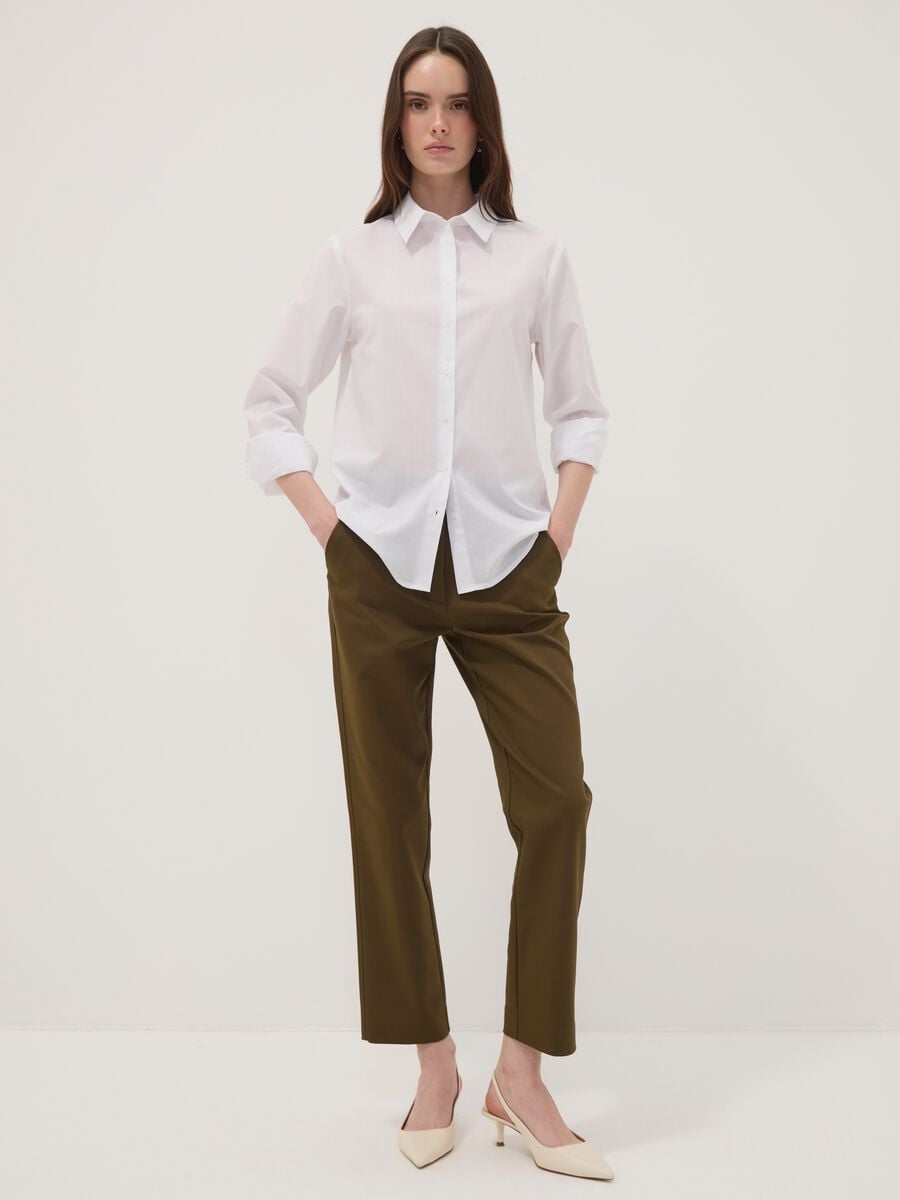 Pantaloni verdi in cotone elasticizzato slim_0