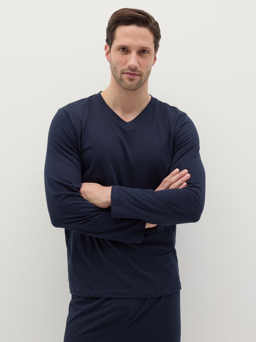 Long pyjamas with V-neck top_1