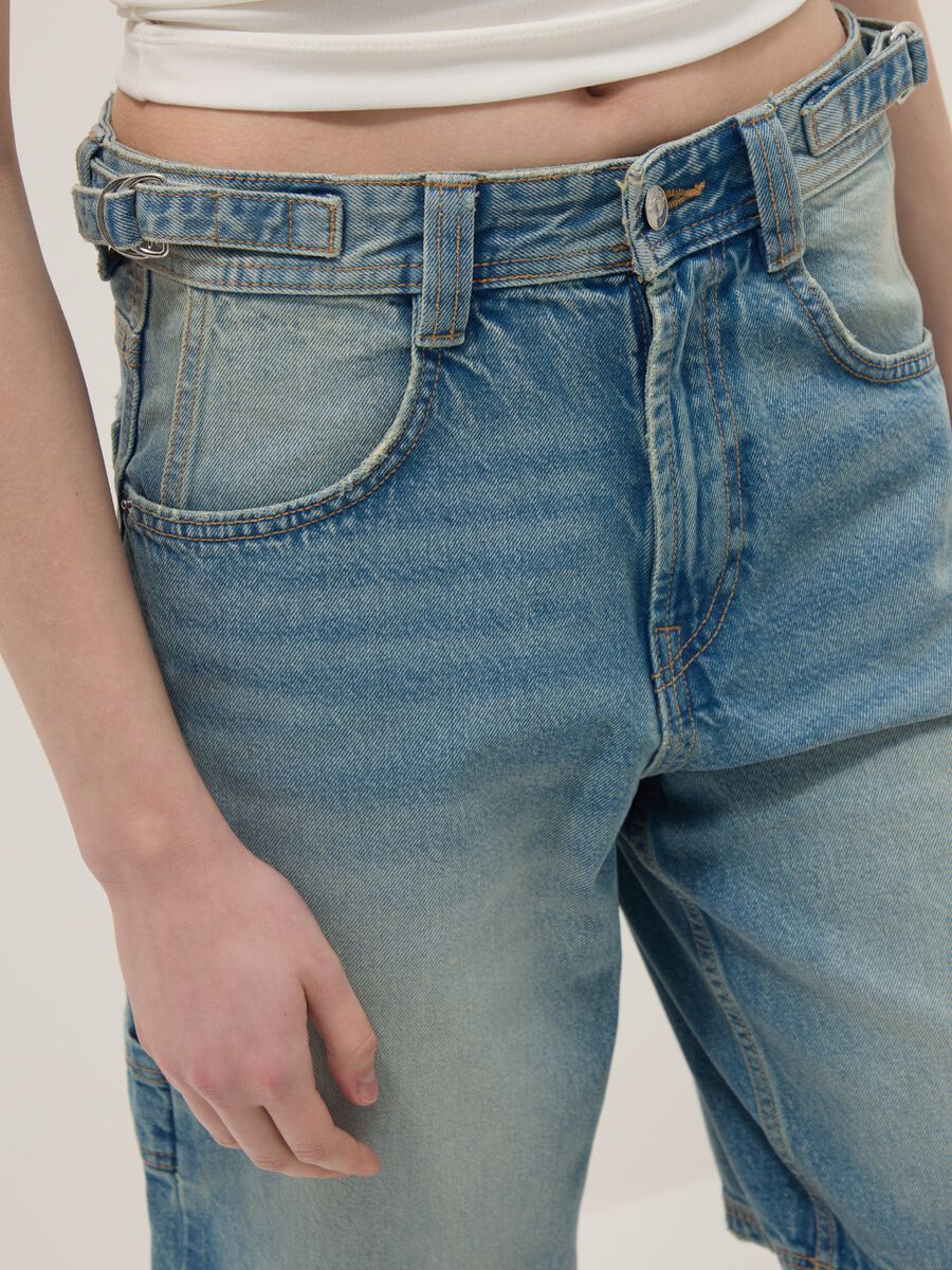 Light blue pure cotton denim Bermuda shorts, baggy fit_3