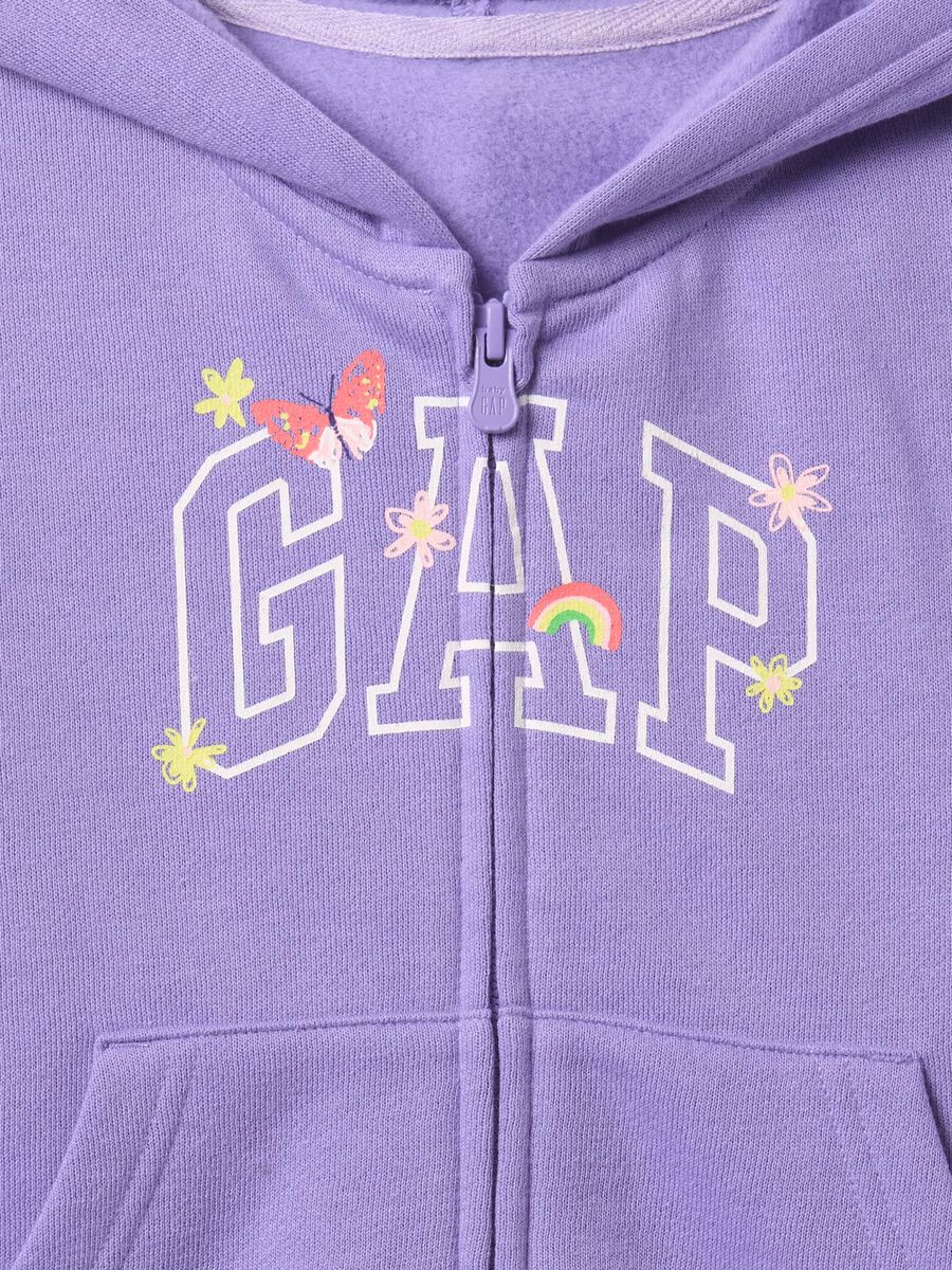 Full-zip viola con cappuccio e stampa logo_2
