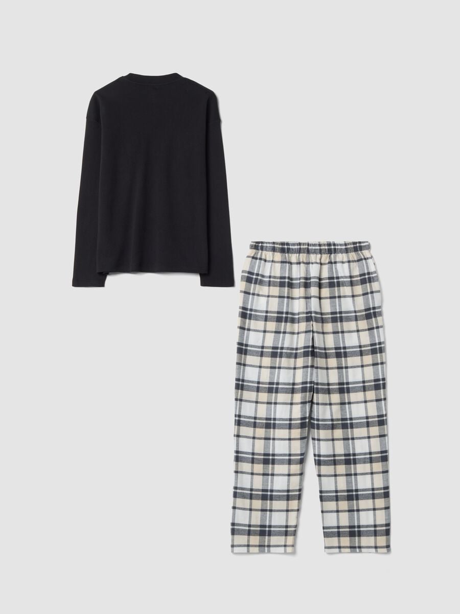 White and grey pure organic cotton crew-neck pyjamas_1