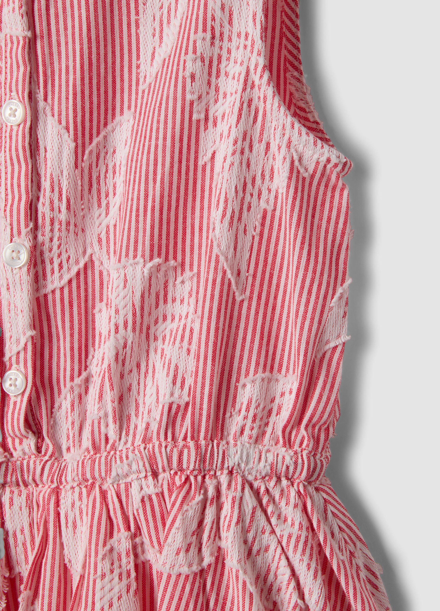 Girls&rsquo; pure cotton pink striped dress