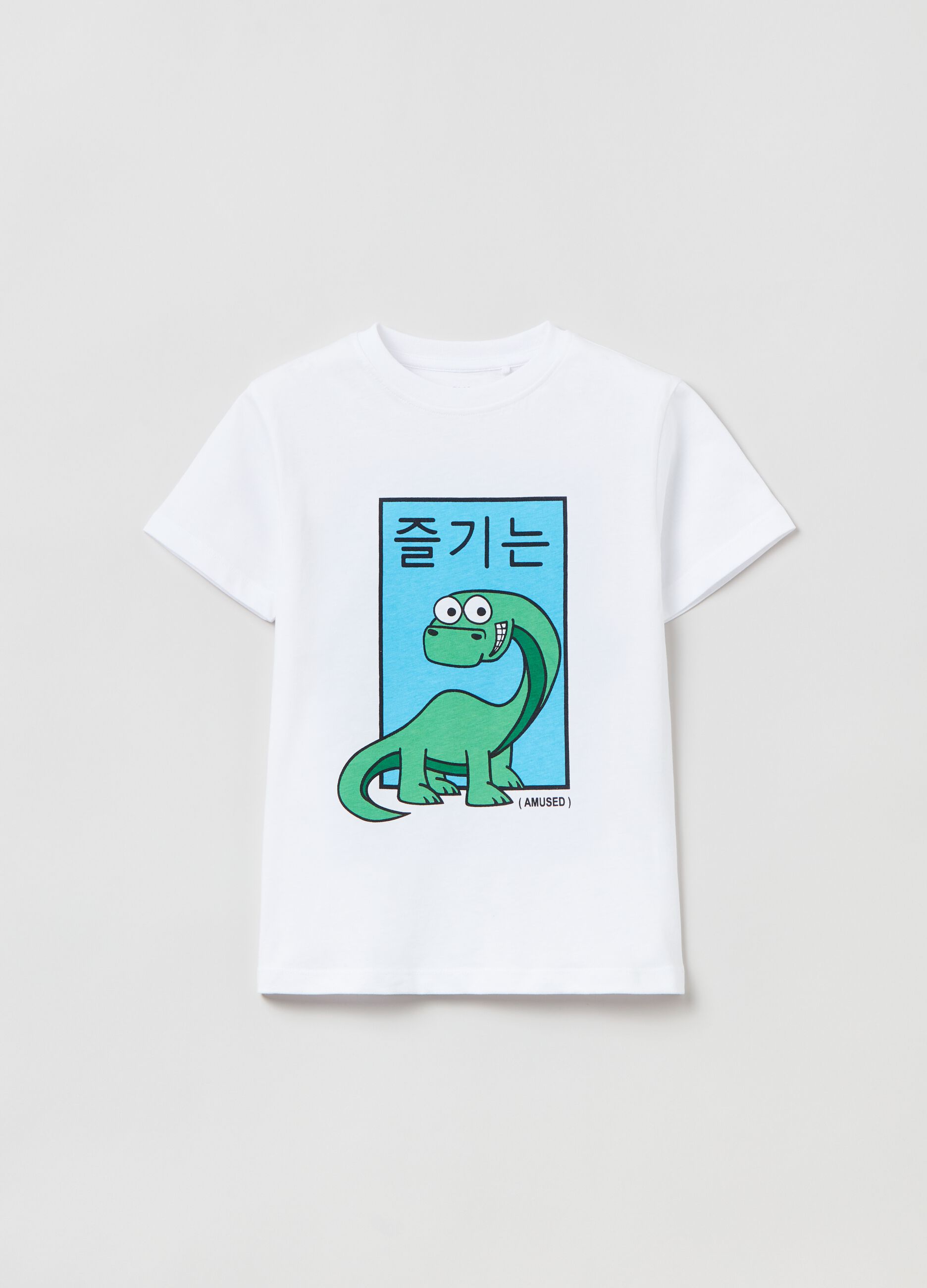 T-shirt in cotone con stampa dinosauro