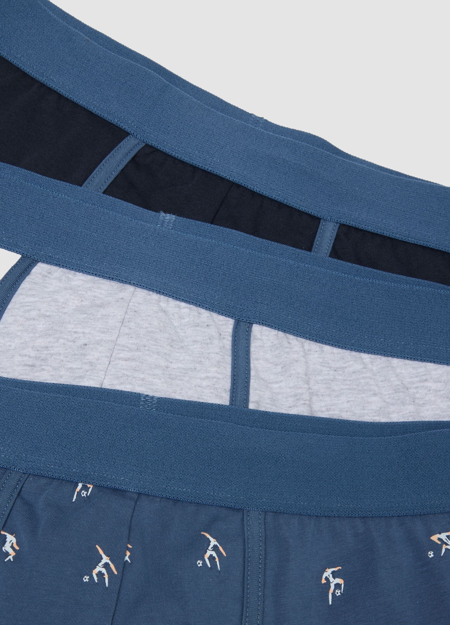 3-pack of blue organic stretch cotton jersey boxer shorts